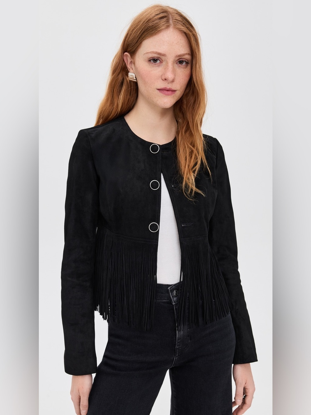 Frame 8 The Saddle Jacket Black Suede Fringe